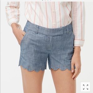 NWT Jcrew factory chambray scallop hem shorts